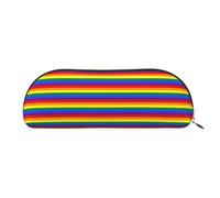 FEYUNYAN Large Capacity Pencil Case for School & Travel, Rainbow Pattern Pen Pouch, Leather Semi-Circle Organizer for Boys Girls Teens Students, Stationery Organizer Office Makeup Bag for Women Men