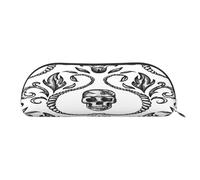 FEYUNYAN Large Capacity Pencil Case for School & Travel, Skull Pen Pouch, Leather Semi-Circle Organizer for Boys Girls Teens Students, Stationery Organizer Office Makeup Bag for Women Men