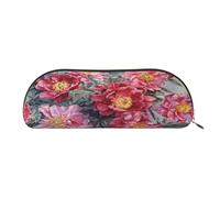 FEYUNYAN Large Capacity Pencil Case for School & Travel, Spring Flower Pen Pouch, Leather Semi-Circle Organizer for Boys Girls Teens Students, Stationery Organizer Office Makeup Bag for Women Men