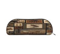 FEYUNYAN Large Capacity Pencil Case for School & Travel, Wild Animals Pen Pouch, Leather Semi-Circle Organizer for Boys Girls Teens Students, Stationery Organizer Office Makeup Bag for Women Men