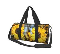 FEYUNYAN Large Capacity Round Duffel Bag, Beautiful Sunflower, Spacious Travel Tote with Adjustable Strap, Water-Resistant Gym Bag for Sports, Beach, Weekend Trips