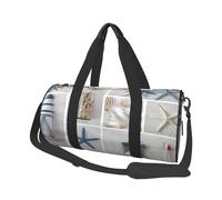 FEYUNYAN Large Capacity Round Duffel Bag, Bottle Seashell Starfish, Spacious Travel Tote with Adjustable Strap, Water-Resistant Gym Bag for Sports, Beach, Weekend Trips