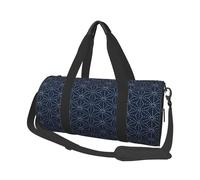FEYUNYAN Large Capacity Round Duffel Bag, Dotted Lines Shapes Blue, Spacious Travel Tote with Adjustable Strap, Water-Resistant Gym Bag for Sports, Beach, Weekend Trips