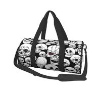 FEYUNYAN Large Capacity Round Duffel Bag, Evil Skull, Spacious Travel Tote with Adjustable Strap, Water-Resistant Gym Bag for Sports, Beach, Weekend Trips
