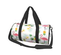 FEYUNYAN Large Capacity Round Duffel Bag, Flamingos Pineapples, Spacious Travel Tote with Adjustable Strap, Water-Resistant Gym Bag for Sports, Beach, Weekend Trips