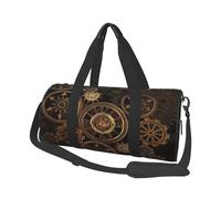 FEYUNYAN Large Capacity Round Duffel Bag, Gears Clock Bronze Century, Spacious Travel Tote with Adjustable Strap, Water-Resistant Gym Bag for Sports, Beach, Weekend Trips