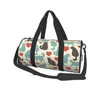 FEYUNYAN Large Capacity Round Duffel Bag, Happy Walking Kitty, Spacious Travel Tote with Adjustable Strap, Water-Resistant Gym Bag for Sports, Beach, Weekend Trips