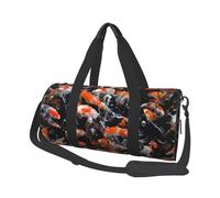 FEYUNYAN Large Capacity Round Duffel Bag, Japan Fancy Carp Fishes, Spacious Travel Tote with Adjustable Strap, Water-Resistant Gym Bag for Sports, Beach, Weekend Trips