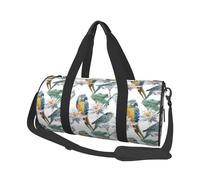 FEYUNYAN Large Capacity Round Duffel Bag, Parrots on Branches, Spacious Travel Tote with Adjustable Strap, Water-Resistant Gym Bag for Sports, Beach, Weekend Trips