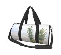 FEYUNYAN Large Capacity Round Duffel Bag, Pineapples on The Beach, Spacious Travel Tote with Adjustable Strap, Water-Resistant Gym Bag for Sports, Beach, Weekend Trips