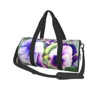 FEYUNYAN Large Capacity Round Duffel Bag, Travel Tote with Adjustable Strap | Pansy Perfection, Spacious, Water-Resistant Gym Bag For Sports, Beach, Weekend Trips