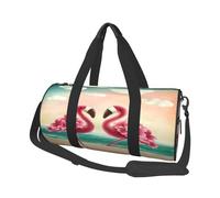 FEYUNYAN Large Capacity Round Duffel Bag, Two Flamingos, Spacious Travel Tote with Adjustable Strap, Water-Resistant Gym Bag for Sports, Beach, Weekend Trips