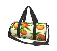 FEYUNYAN Large Capacity Round Duffel Bag, Yellow Blossom Orange Fruits, Spacious Travel Tote with Adjustable Strap, Water-Resistant Gym Bag for Sports, Beach, Weekend Trips