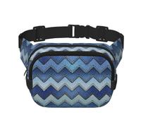 Feyunyan Large Square Waist Pack, Crossbody Fanny Pack with Adjustable Belt | Gradient Blue Denim, Double-Layer, Water-Resistant Twill Bag With Anti-Theft Pocket For Hiking, Cycling, 23x16cm