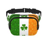 Feyunyan Large Square Waist Pack, Crossbody Fanny Pack with Adjustable Belt | Irish Flag, Double-Layer, Water-Resistant Twill Bag With Anti-Theft Pocket For Hiking, Cycling, 23x16cm