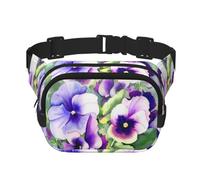 Feyunyan Large Square Waist Pack, Crossbody Fanny Pack with Adjustable Belt | Pansy Perfection, Double-Layer, Water-Resistant Twill Bag With Anti-Theft Pocket For Hiking, Cycling, 23x16cm