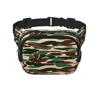 FEYUNYAN Large Square Waist Pack, Double-Layer Crossbody Fanny Pack, Water-Resistant Twill Bag with Adjustable Belt & Anti-Theft Pocket for Hiking, Cycling, Camouflage Green, 23x16cm