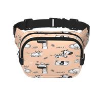 FEYUNYAN Large Square Waist Pack, Double-Layer Crossbody Fanny Pack, Water-Resistant Twill Bag with Adjustable Belt & Anti-Theft Pocket for Hiking, Cycling, Cute Animal, 23x16cm