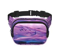 FEYUNYAN Large Square Waist Pack, Double-Layer Crossbody Fanny Pack, Water-Resistant Twill Bag with Adjustable Belt & Anti-Theft Pocket for Hiking, Cycling, Dolphins Art, 23x16cm