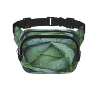 FEYUNYAN Large Square Waist Pack, Double-Layer Crossbody Fanny Pack, Water-Resistant Twill Bag with Adjustable Belt & Anti-Theft Pocket for Hiking, Cycling, Bright Cabbage, 23x16cm
