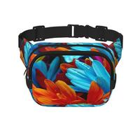 FEYUNYAN Large Square Waist Pack, Double-Layer Crossbody Fanny Pack, Water-Resistant Twill Bag with Adjustable Belt & Anti-Theft Pocket for Hiking, Cycling, Colorful Sunflower, 23x16cm