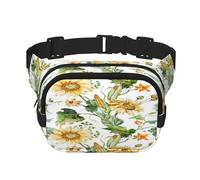 FEYUNYAN Large Square Waist Pack, Double-Layer Crossbody Fanny Pack, Water-Resistant Twill Bag with Adjustable Belt & Anti-Theft Pocket for Hiking, Cycling, Sunflower Corn, 23x16cm