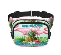 FEYUNYAN Large Square Waist Pack, Double-Layer Crossbody Fanny Pack, Water-Resistant Twill Bag with Adjustable Belt & Anti-Theft Pocket for Hiking, Cycling, Tropical Flamingo, 23x16cm