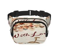 FEYUNYAN Large Square Waist Pack, Double-Layer Crossbody Fanny Pack, Water-Resistant Twill Bag with Adjustable Belt & Anti-Theft Pocket for Hiking, Cycling, Bicycle Heart Tree Romantic, 23x16cm