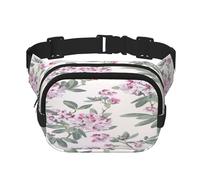FEYUNYAN Large Square Waist Pack, Double-Layer Crossbody Fanny Pack, Water-Resistant Twill Bag with Adjustable Belt & Anti-Theft Pocket for Hiking, Cycling, Dusky Rose, 23x16cm