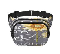 FEYUNYAN Large Square Waist Pack, Double-Layer Crossbody Fanny Pack, Water-Resistant Twill Bag with Adjustable Belt & Anti-Theft Pocket for Hiking, Cycling, Blackboard Bees Sunflowers, 23x16cm