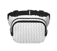 FEYUNYAN Large Square Waist Pack, Double-Layer Crossbody Fanny Pack, Water-Resistant Twill Bag with Adjustable Belt & Anti-Theft Pocket for Hiking, Cycling, Black Round Dot, 23x16cm