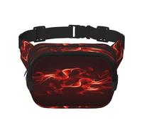 FEYUNYAN Large Square Waist Pack, Double-Layer Crossbody Fanny Pack, Water-Resistant Twill Bag with Adjustable Belt & Anti-Theft Pocket for Hiking, Cycling, Red Flame, 23x16cm