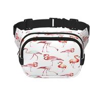 FEYUNYAN Large Square Waist Pack, Double-Layer Crossbody Fanny Pack, Water-Resistant Twill Bag with Adjustable Belt & Anti-Theft Pocket for Hiking, Cycling, Painting Flamingo, 23x16cm