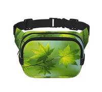 FEYUNYAN Large Square Waist Pack, Double-Layer Crossbody Fanny Pack, Water-Resistant Twill Bag with Adjustable Belt & Anti-Theft Pocket for Hiking, Cycling, HD Green Nature, 23x16cm