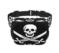 FEYUNYAN Large Square Waist Pack, Double-Layer Crossbody Fanny Pack, Water-Resistant Twill Bag with Adjustable Belt & Anti-Theft Pocket for Hiking, Cycling, Pirate Flag, 23x16cm