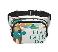 FEYUNYAN Large Square Waist Pack, Double-Layer Crossbody Fanny Pack, Water-Resistant Twill Bag with Adjustable Belt & Anti-Theft Pocket for Hiking, Cycling, Happy Fathers Day by Son, 23x16cm