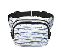FEYUNYAN Large Square Waist Pack, Double-Layer Crossbody Fanny Pack, Water-Resistant Twill Bag with Adjustable Belt & Anti-Theft Pocket for Hiking, Cycling, Small Blue Whale Swimming, 23x16cm