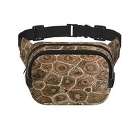 FEYUNYAN Large Square Waist Pack, Double-Layer Crossbody Fanny Pack, Water-Resistant Twill Bag with Adjustable Belt & Anti-Theft Pocket for Hiking, Cycling, Petoskey Stone, 23x16cm
