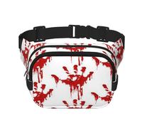 FEYUNYAN Large Square Waist Pack, Double-Layer Crossbody Fanny Pack, Water-Resistant Twill Bag with Adjustable Belt & Anti-Theft Pocket for Hiking, Cycling, Bloody Handprints, 23x16cm