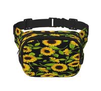 FEYUNYAN Large Square Waist Pack, Double-Layer Crossbody Fanny Pack, Water-Resistant Twill Bag with Adjustable Belt & Anti-Theft Pocket for Hiking, Cycling, Beautiful Sunflower, 23x16cm