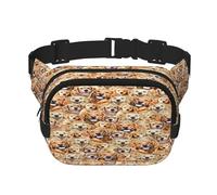 FEYUNYAN Large Square Waist Pack, Double-Layer Crossbody Fanny Pack, Water-Resistant Twill Bag with Adjustable Belt & Anti-Theft Pocket for Hiking, Cycling, Labrador Retriever Dogs, 23x16cm