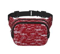 FEYUNYAN Large Square Waist Pack, Double-Layer Crossbody Fanny Pack, Water-Resistant Twill Bag with Adjustable Belt & Anti-Theft Pocket for Hiking, Cycling, Christmas Snowflake, 23x16cm