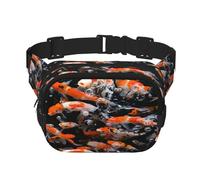 FEYUNYAN Large Square Waist Pack, Double-Layer Crossbody Fanny Pack, Water-Resistant Twill Bag with Adjustable Belt & Anti-Theft Pocket for Hiking, Cycling, Japan Fancy Carp Fishes, 23x16cm