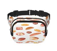 FEYUNYAN Large Square Waist Pack, Double-Layer Crossbody Fanny Pack, Water-Resistant Twill Bag with Adjustable Belt & Anti-Theft Pocket for Hiking, Cycling, Painted Bread, 23x16cm