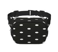 FEYUNYAN Large Square Waist Pack, Double-Layer Crossbody Fanny Pack, Water-Resistant Twill Bag with Adjustable Belt & Anti-Theft Pocket for Hiking, Cycling, Dot Black & White, 23x16cm
