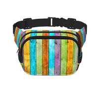FEYUNYAN Large Square Waist Pack, Double-Layer Crossbody Fanny Pack, Water-Resistant Twill Bag with Adjustable Belt & Anti-Theft Pocket for Hiking, Cycling, Planks Carpentry Oak Timber, 23x16cm