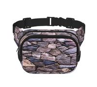 FEYUNYAN Large Square Waist Pack, Double-Layer Crossbody Fanny Pack, Water-Resistant Twill Bag with Adjustable Belt & Anti-Theft Pocket for Hiking, Cycling, Solid Stonewall Art, 23x16cm