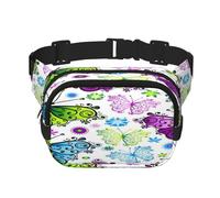 FEYUNYAN Large Square Waist Pack, Double-Layer Crossbody Fanny Pack, Water-Resistant Twill Bag with Adjustable Belt & Anti-Theft Pocket for Hiking, Cycling, Spring Colorful Butterfly, 23x16cm