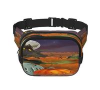 FEYUNYAN Large Square Waist Pack, Double-Layer Crossbody Fanny Pack, Water-Resistant Twill Bag with Adjustable Belt & Anti-Theft Pocket for Hiking, Cycling, Happy-Halloween, 23x16cm