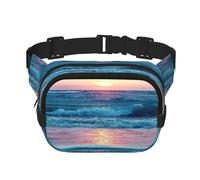 FEYUNYAN Large Square Waist Pack, Double-Layer Crossbody Fanny Pack, Water-Resistant Twill Bag with Adjustable Belt & Anti-Theft Pocket for Hiking, Cycling, Beach Sun Cloud, 23x16cm